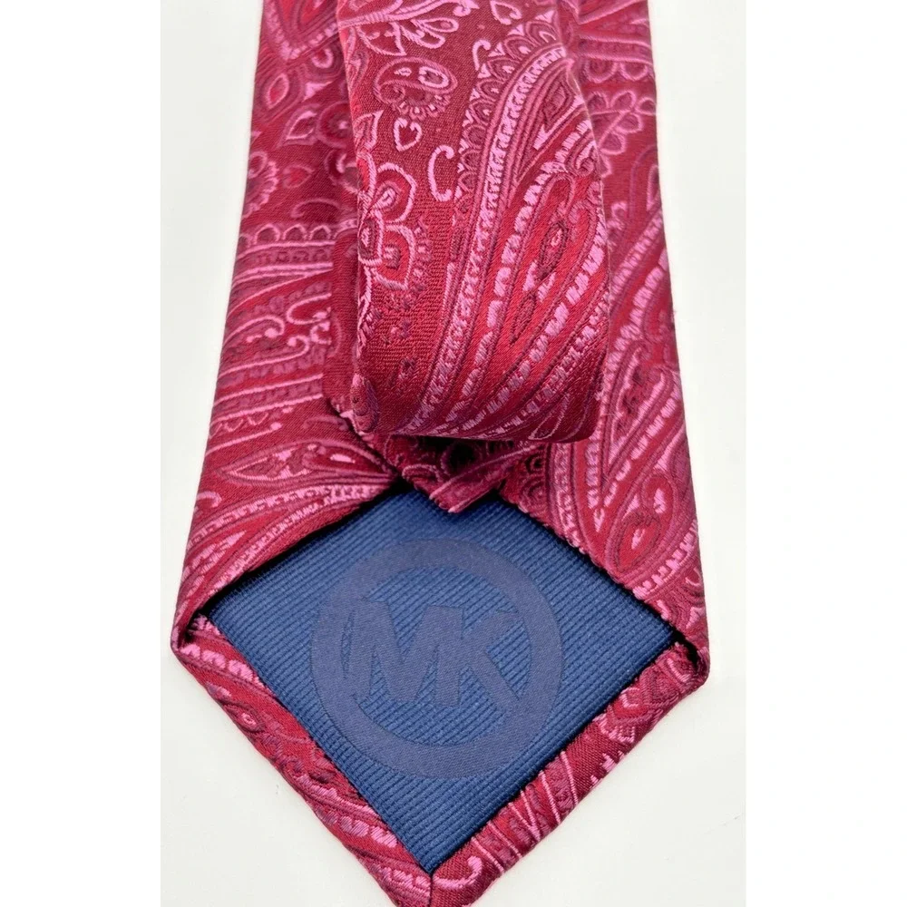 Michael Kors Men's Neck Burgundy Silk Tie